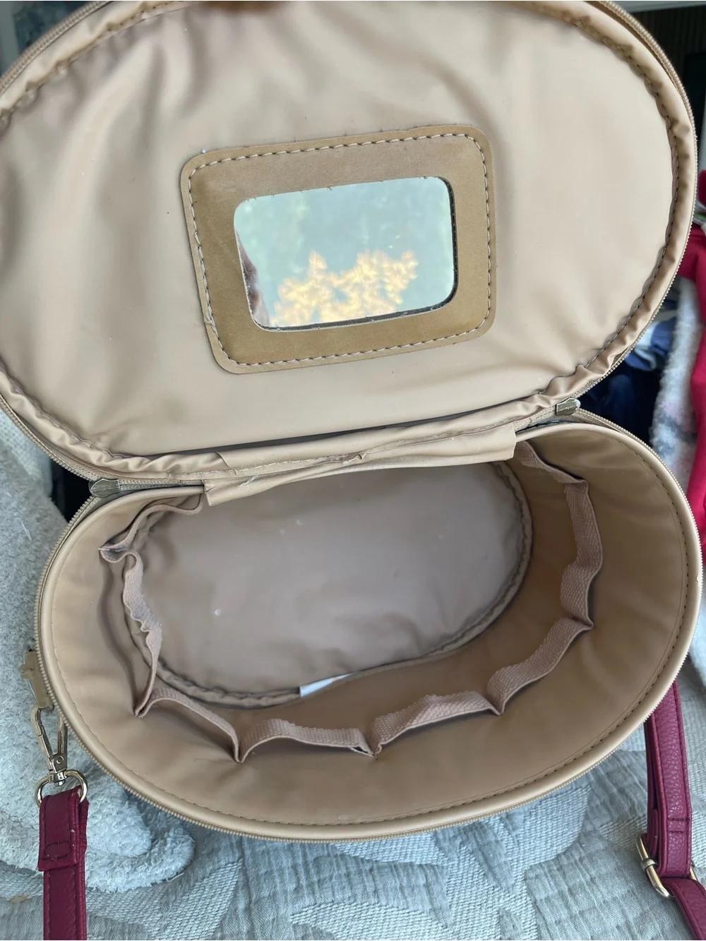 Vintage American Tourister Floral Tapestry Train Case in Beige